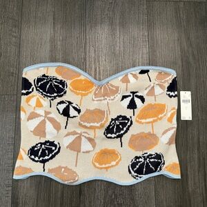 Anthropologie Agathe Marty Printed Scallop Sweater